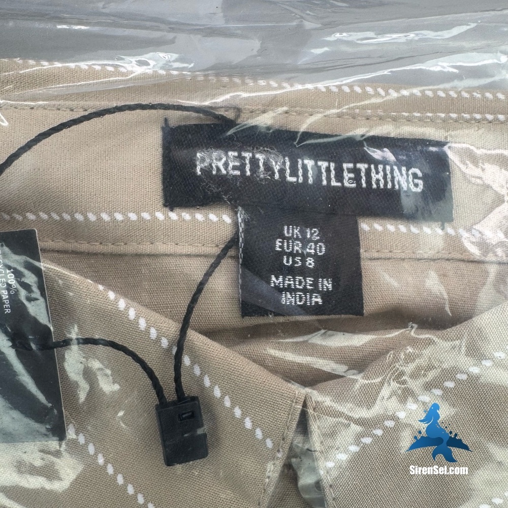1096 NWT PrettyLittleThing Stone Pinstripe Cropped Shirt – US 8 - Picture 3 of 10